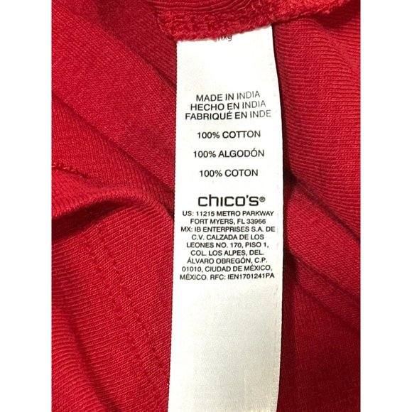Chicos Red Long Sleeve Tee Classic Soft Stretch Casual Top Soft Comfortable SZ 2 - Picture 6 of 10